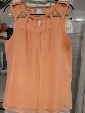 Maurices Peach Sleeveless Camisole with Lattice Neckline